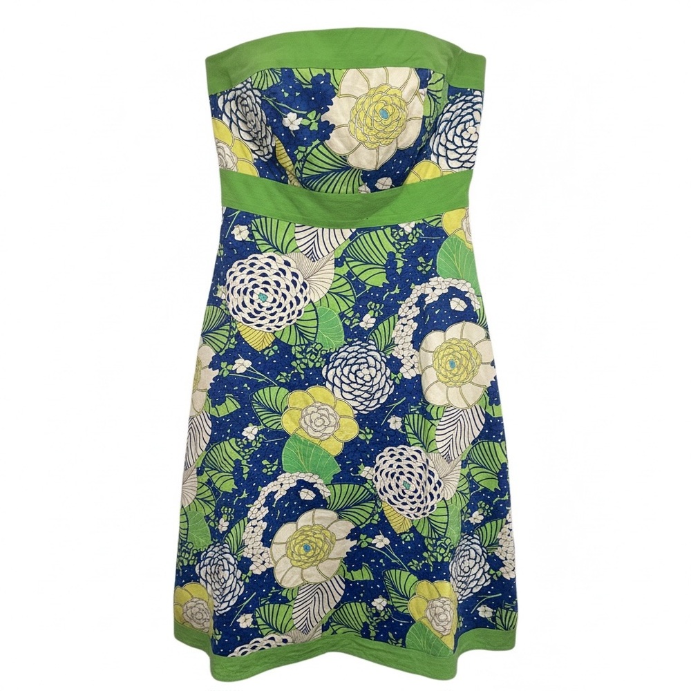 Molly New York Strapless Dress in Blue and Green Floral